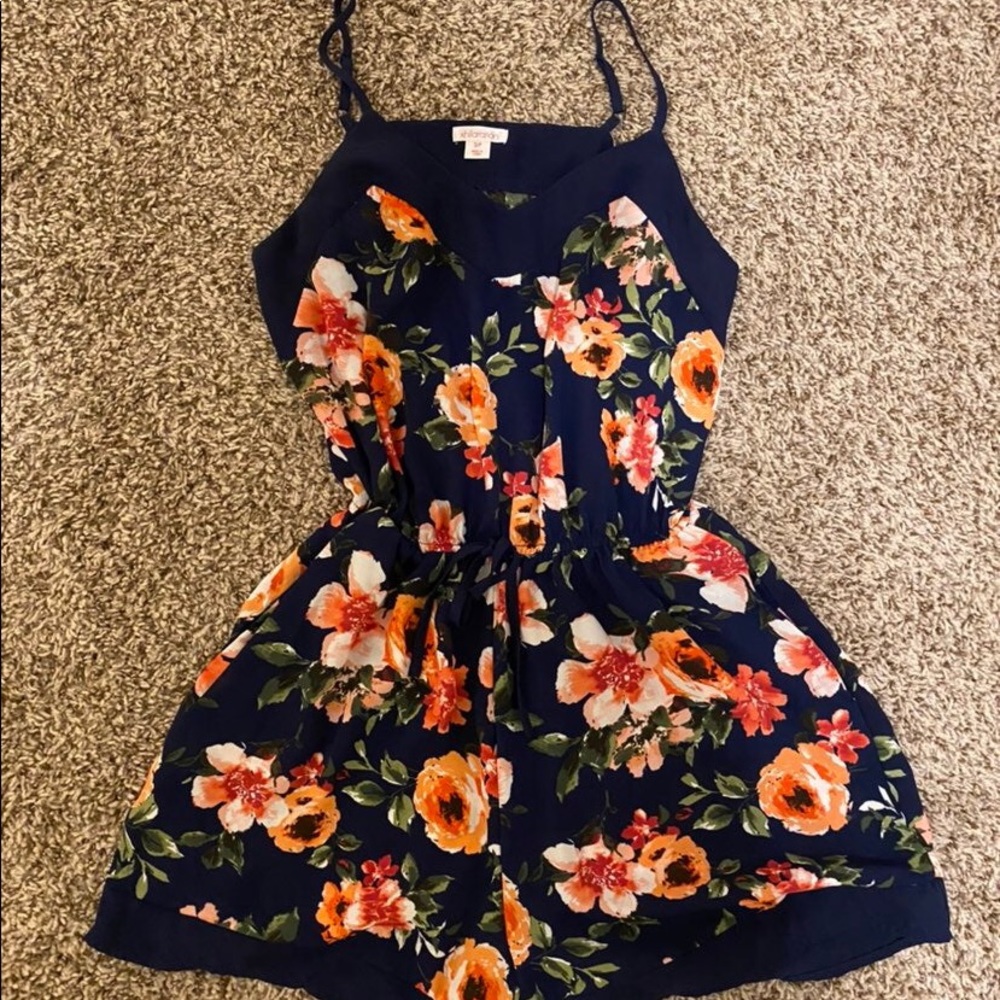 Navy Floral Romper